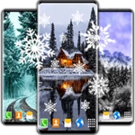 white snow live wallpaper android application logo